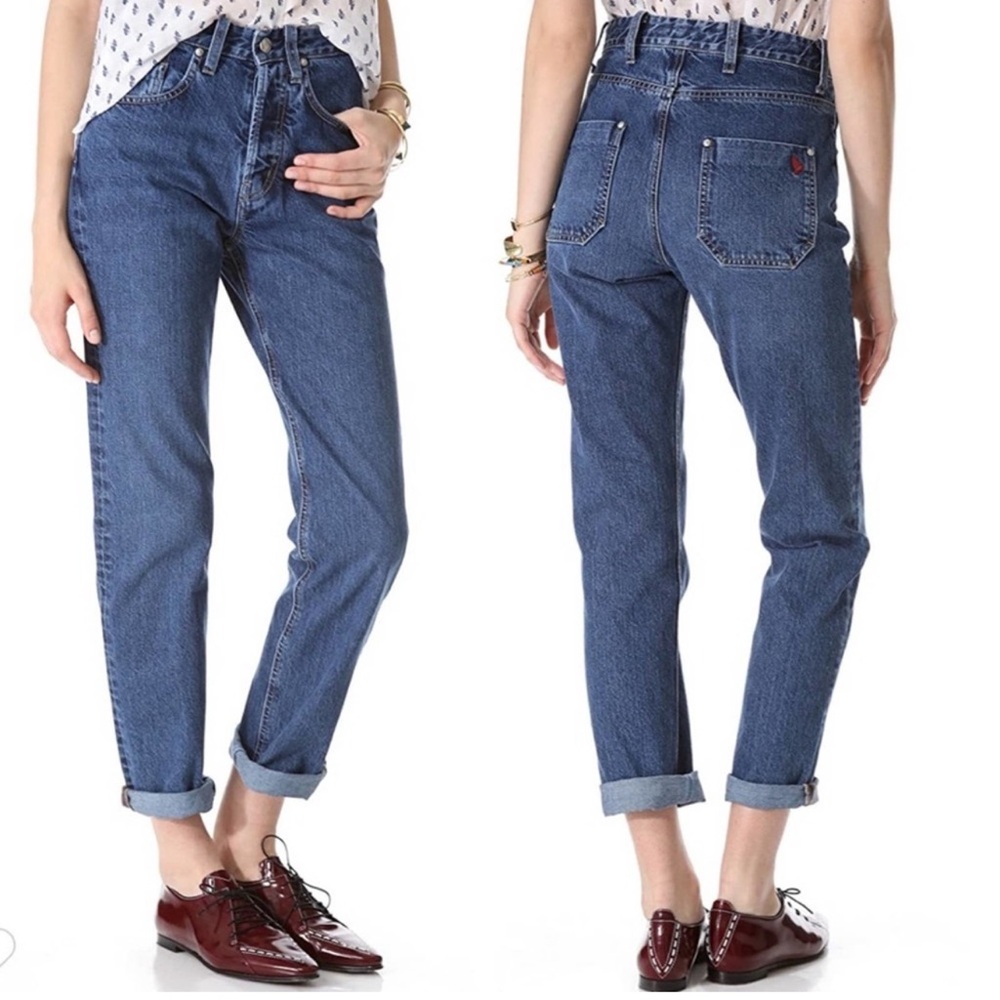 Anthro MiH Jeans Halsy High Rise Vintage Straight Leg | Cherry Wash | 28 | EUC